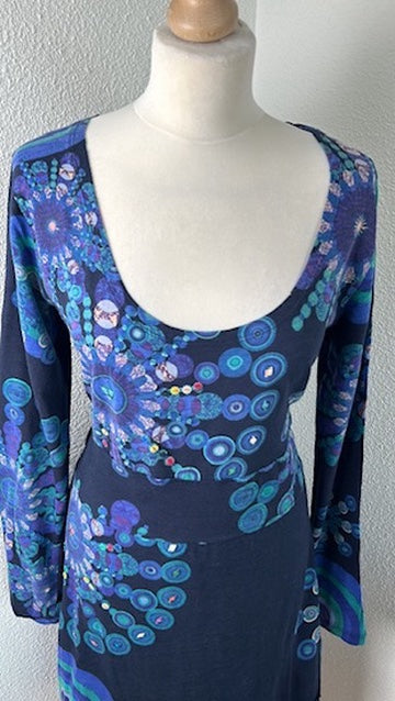 Desigual - maat M - retro blauwe jurk
