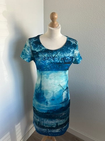 Smashed Lemon - maat L 40 - blauwe Hollandse jurk
