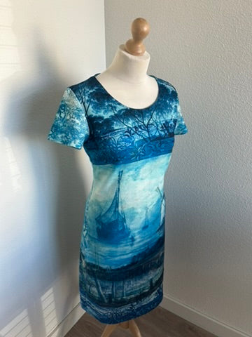 Smashed Lemon - maat L 40 - blauwe Hollandse jurk
