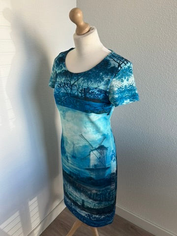 Smashed Lemon - maat L 40 - blauwe Hollandse jurk