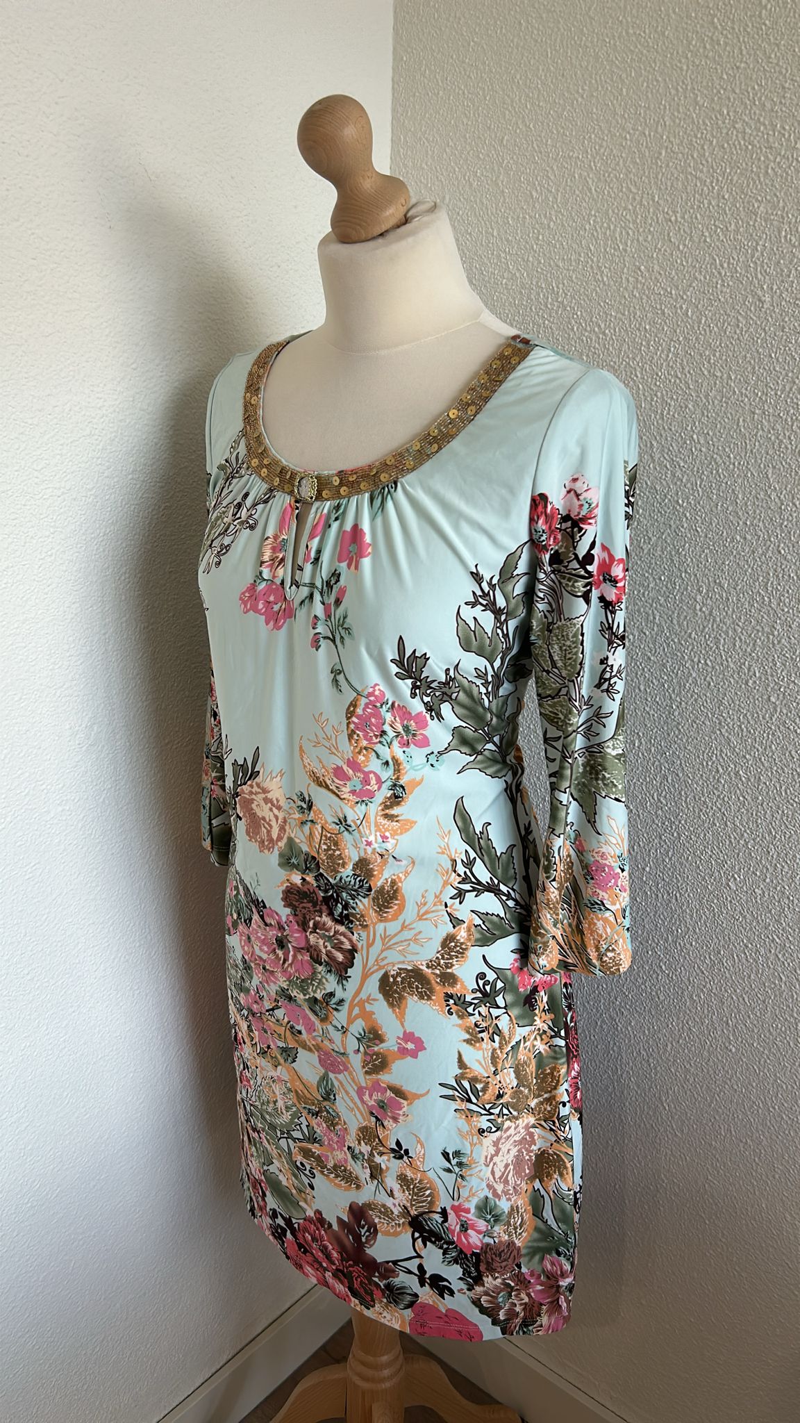 K-design - maat M - turquoise vogel jurk
