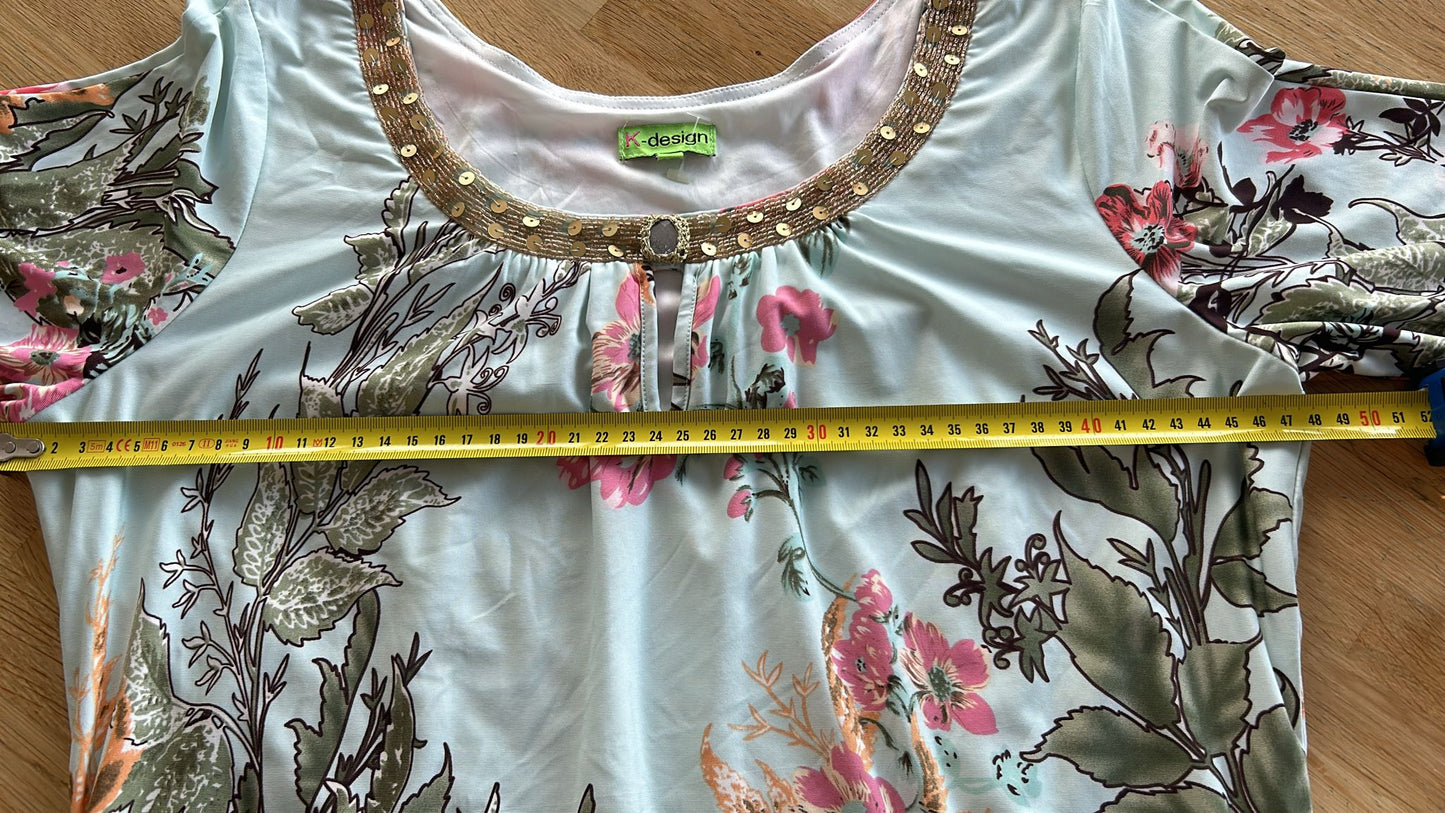 K-design - maat M - turquoise vogel jurk