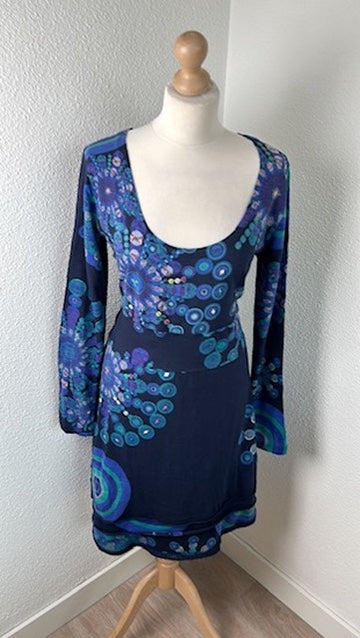 Desigual - maat M - retro blauwe jurk