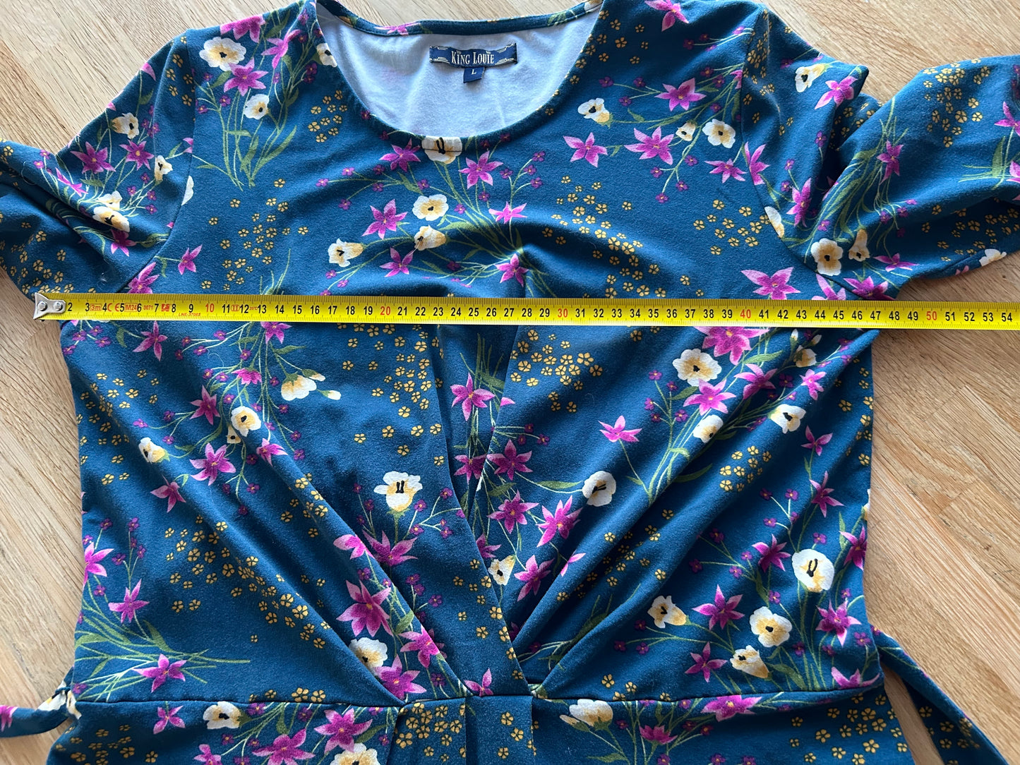 King Louie - maat L - blauwe bloemen jurk