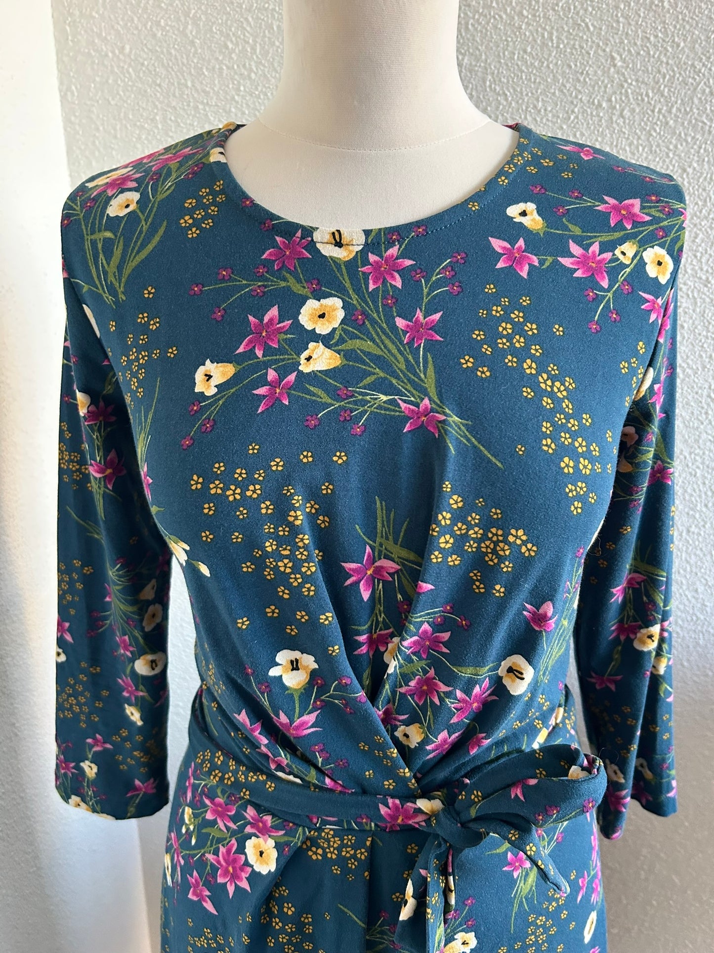 King Louie - maat L - blauwe bloemen jurk