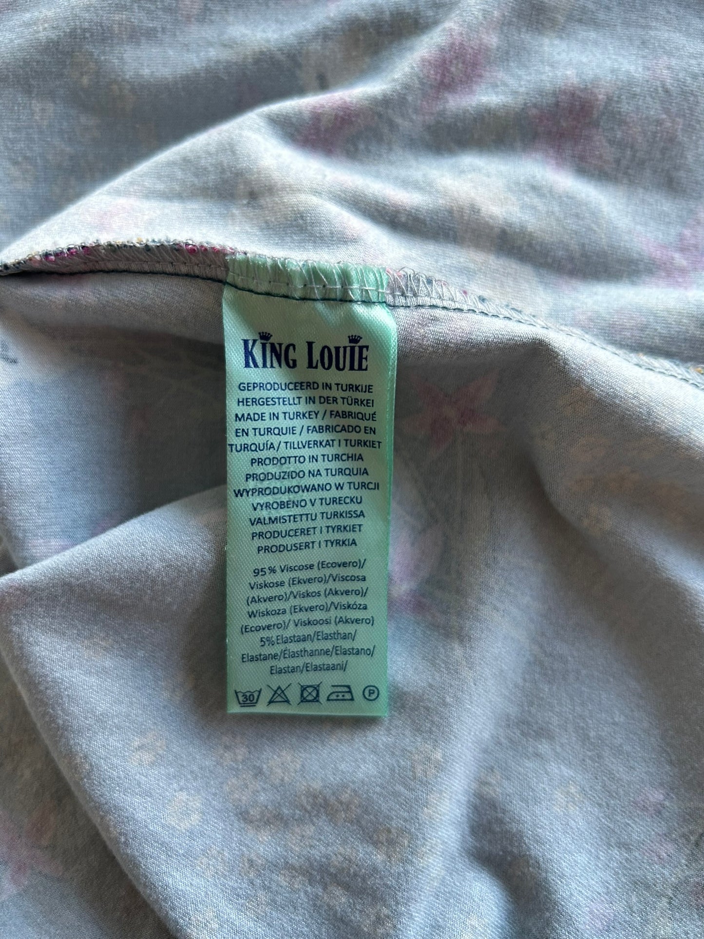 King Louie - maat L - blauwe bloemen jurk