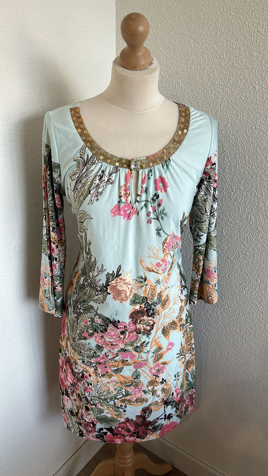 K-design - maat M - turquoise vogel jurk