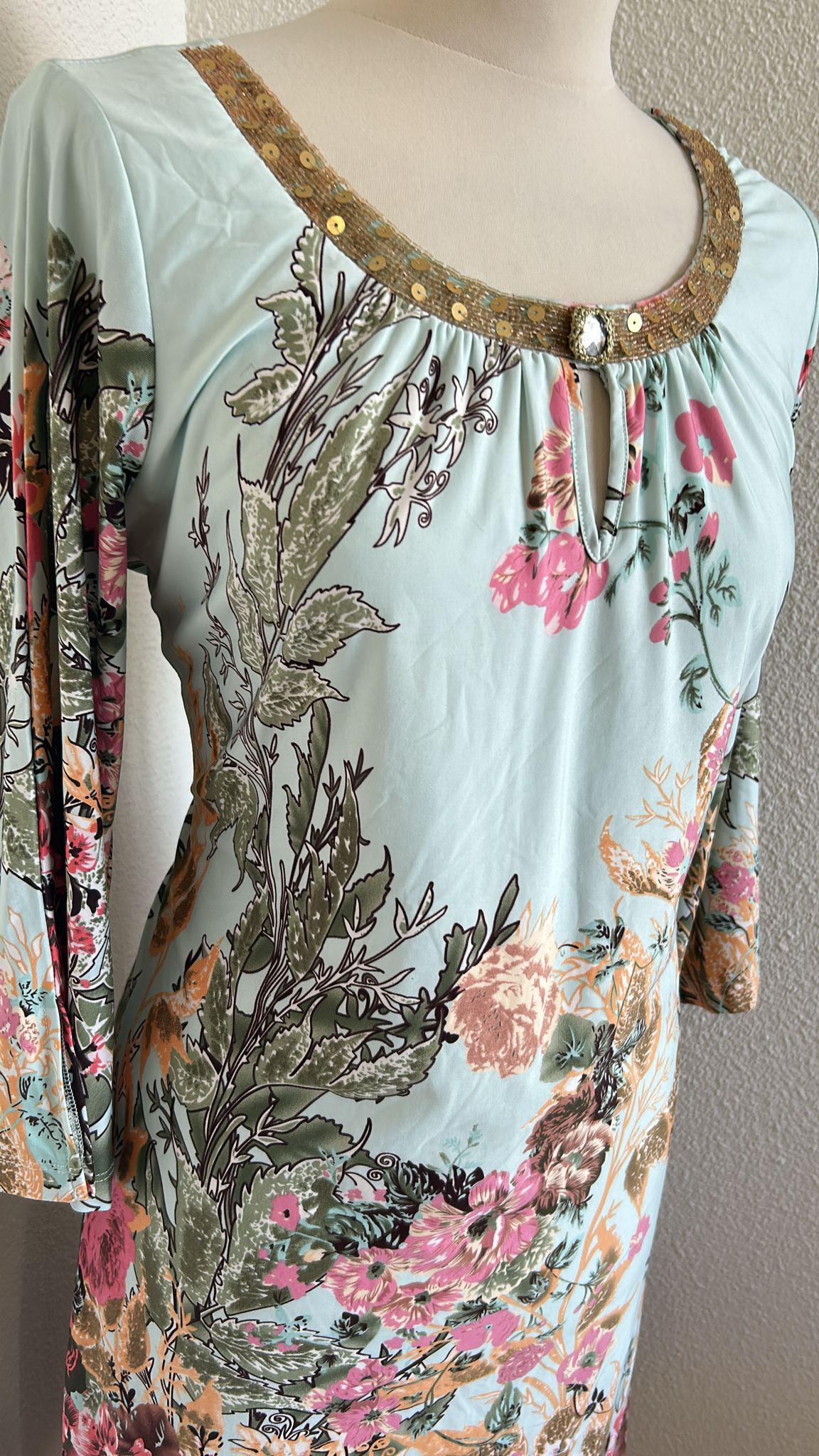K-design - maat M - turquoise vogel jurk